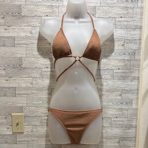 Source Unknown Tan Halter Bikini